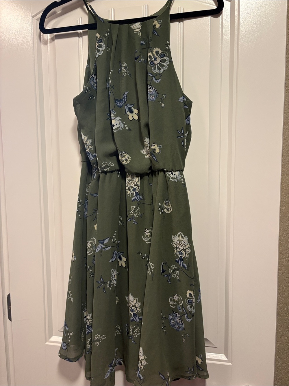 Blue Rain Olive Green Floral Dress